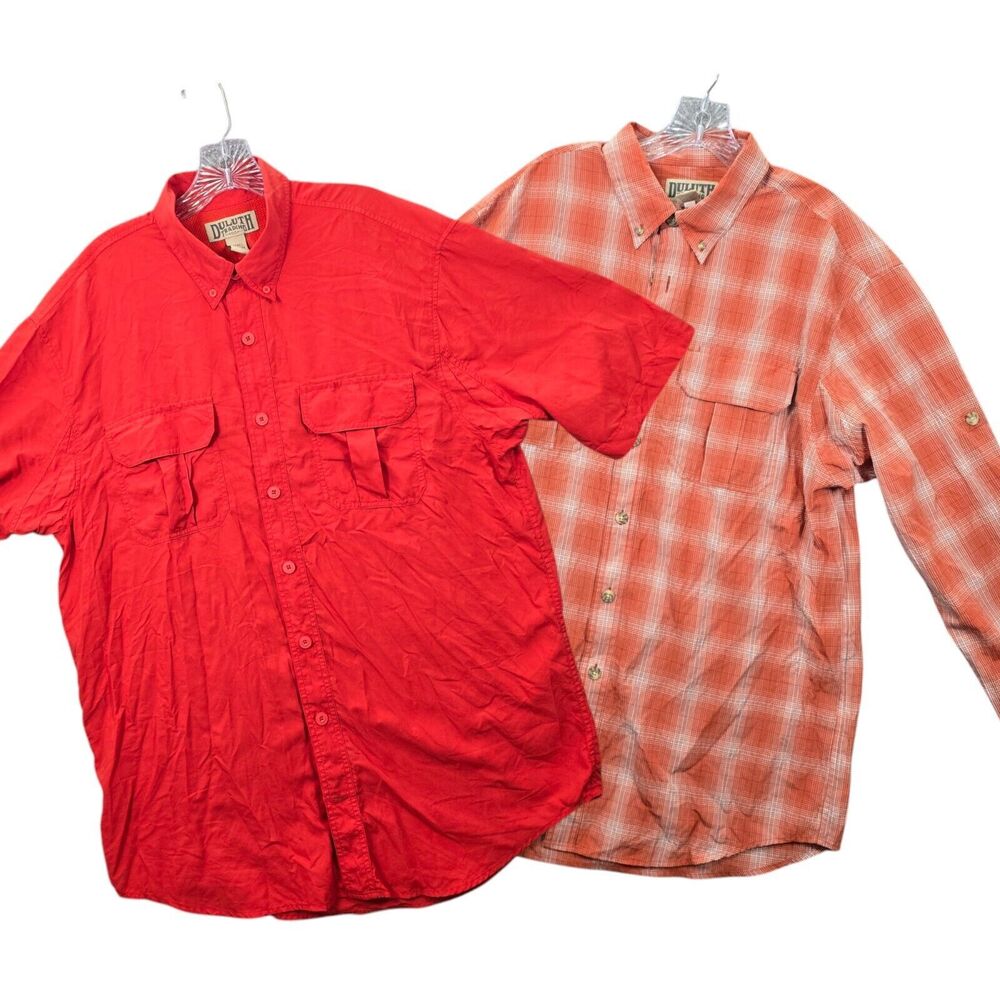 Duluth Trading Co Lot of 2 Men's Shirts Red / Orange Size L Tall